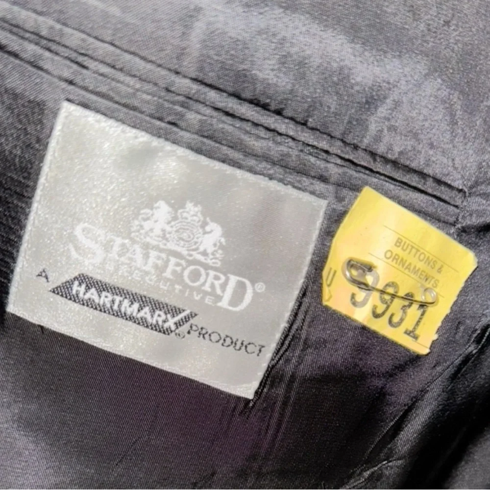 Stafford Executive Hartmarx Suit Jacket 52L Worsted Wool Grey Vintage Menswear